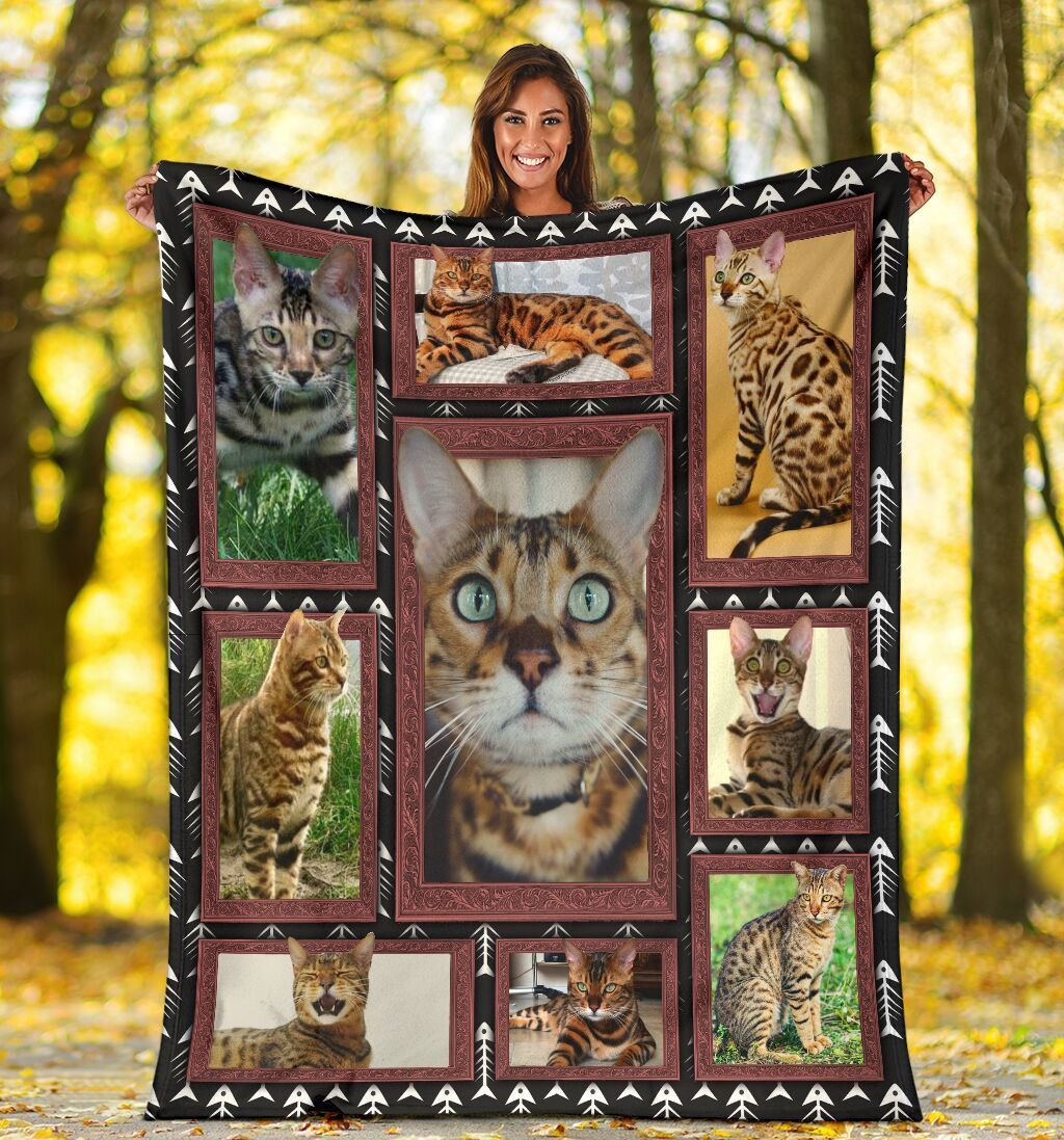 Cat Lover Bengal Cat Sherpa Fleece Blanket