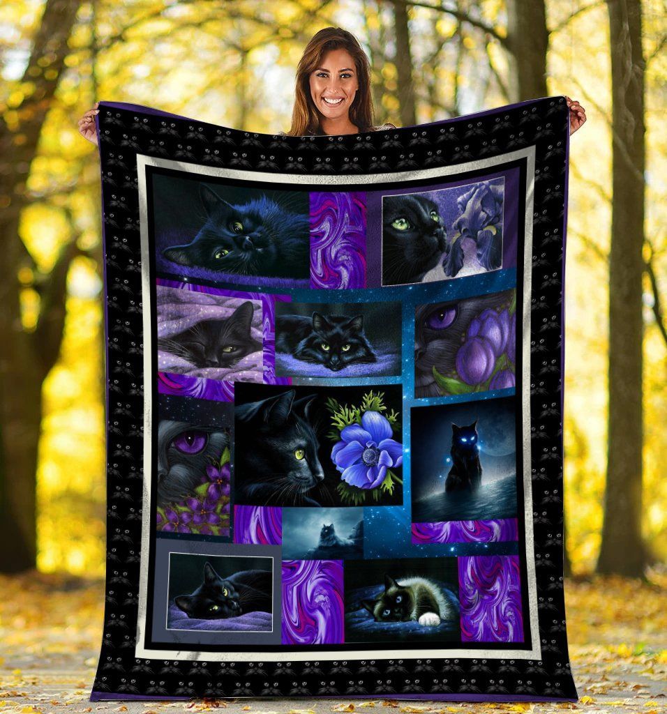 Cat Lover Black Cat Sherpa Fleece Blanket