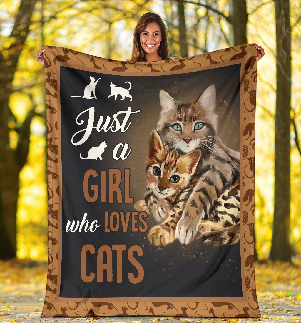 Cat Lover Gift Just A Girl Who Love Cats Fleece Blanket