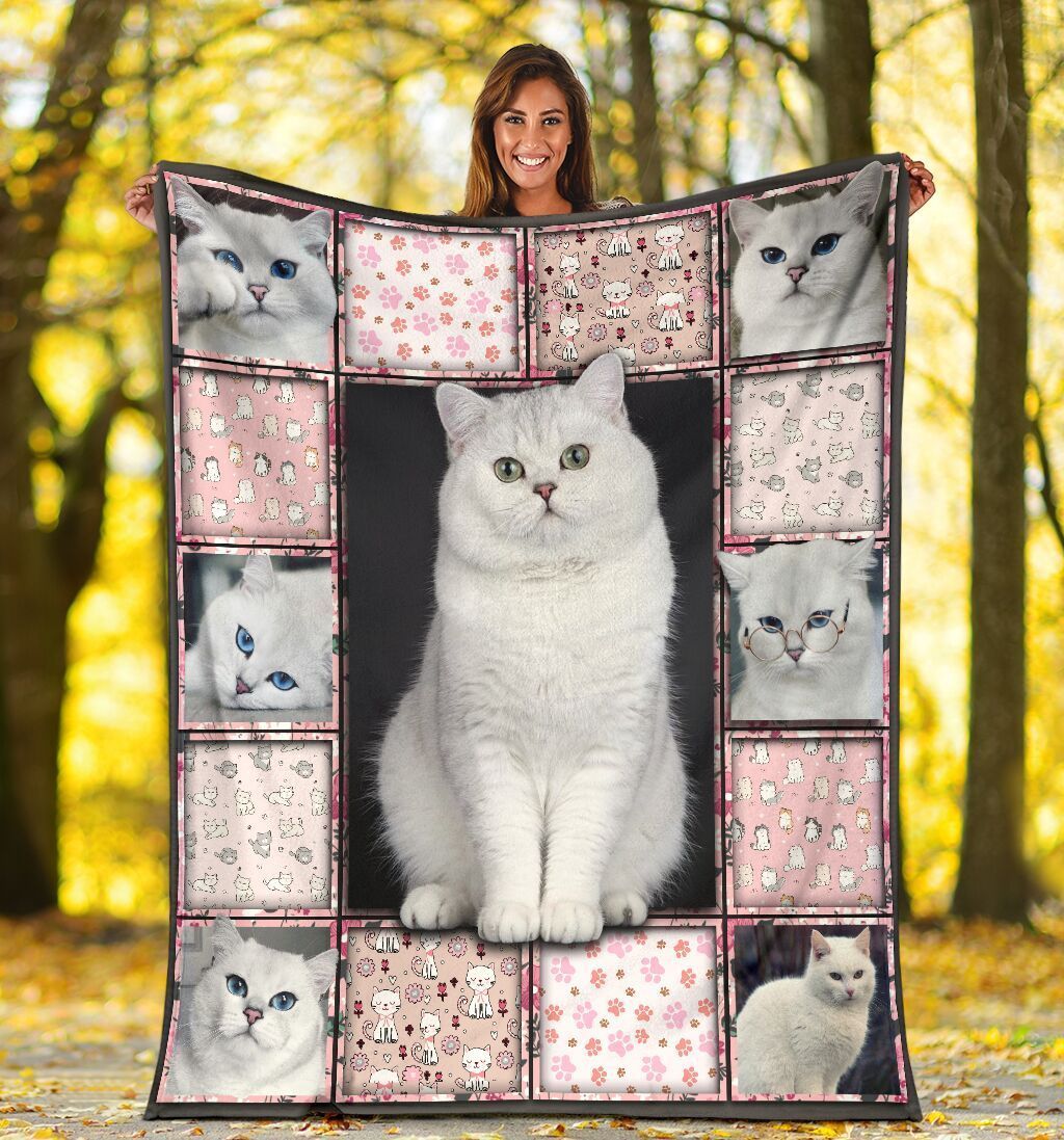 Cat Lover Gifts 3d Cute White Cat Fleece Blanket
