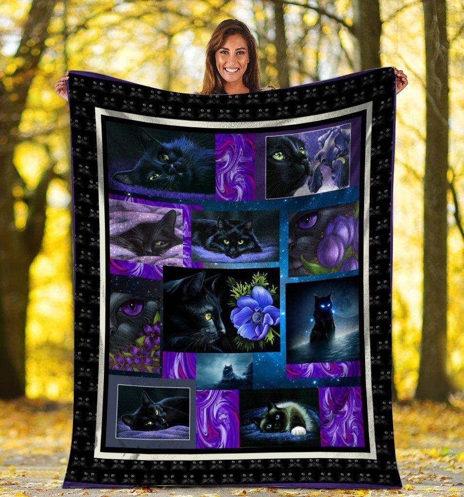 Cat Lover Gifts Black Cat Fleece Blanket