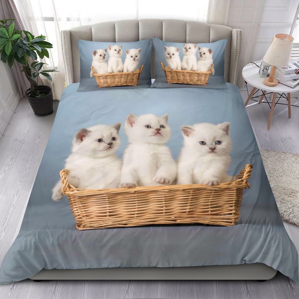 Cat Lovers White Bedding Set