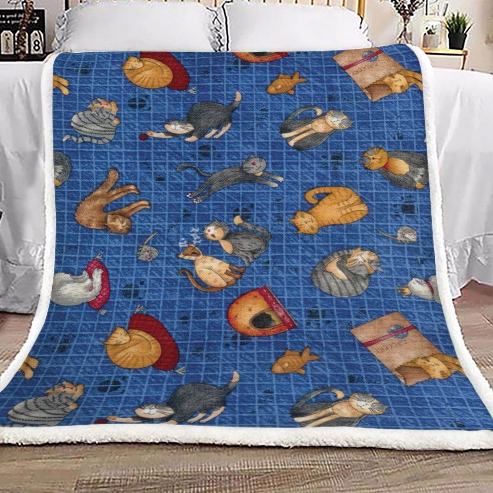 Cat Meow Sherpa Fleece Blanket