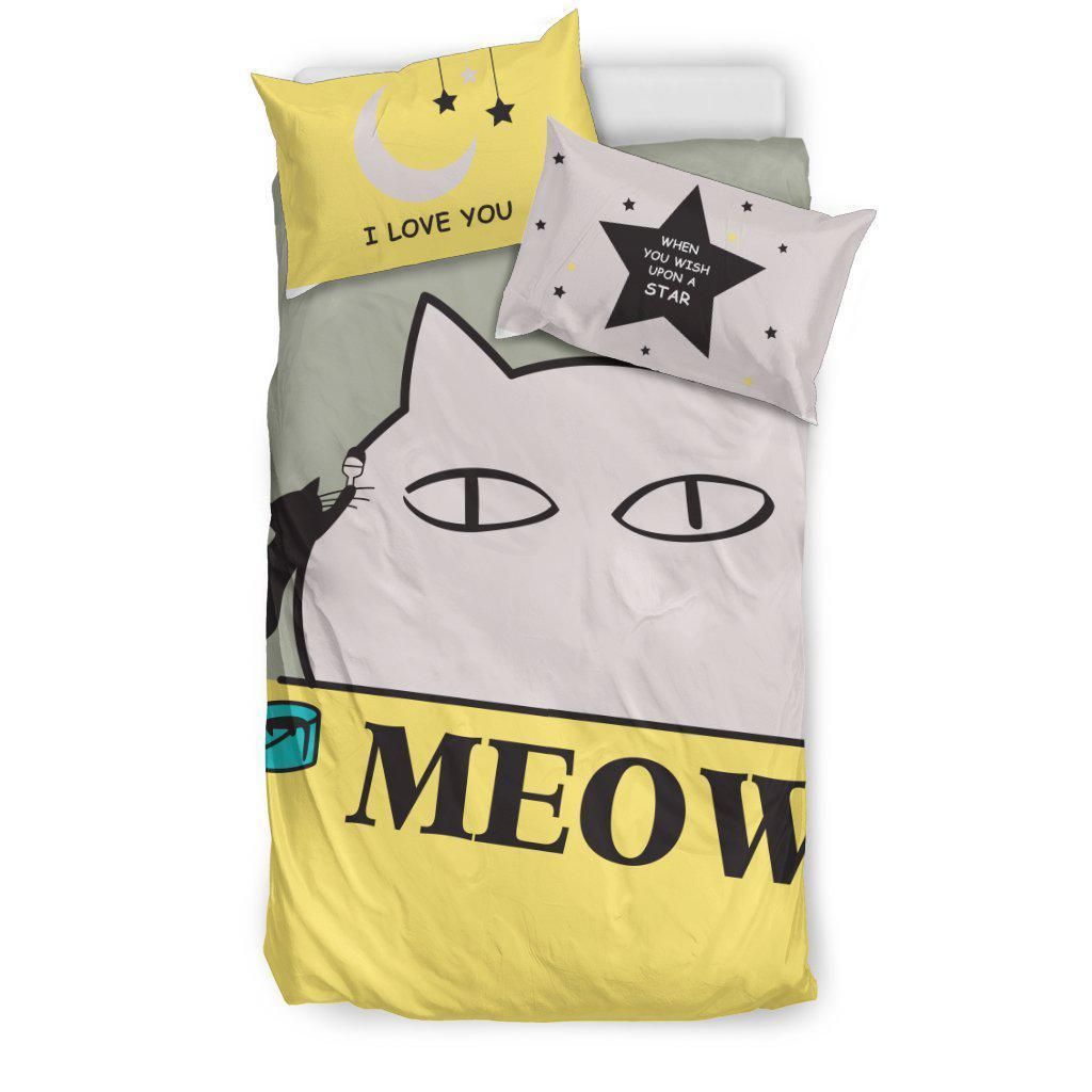 Cat Meow Moon And Stars Bedding Set
