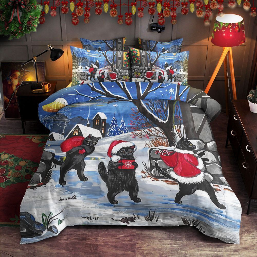 Cat Merry Christmas Bedding Set
