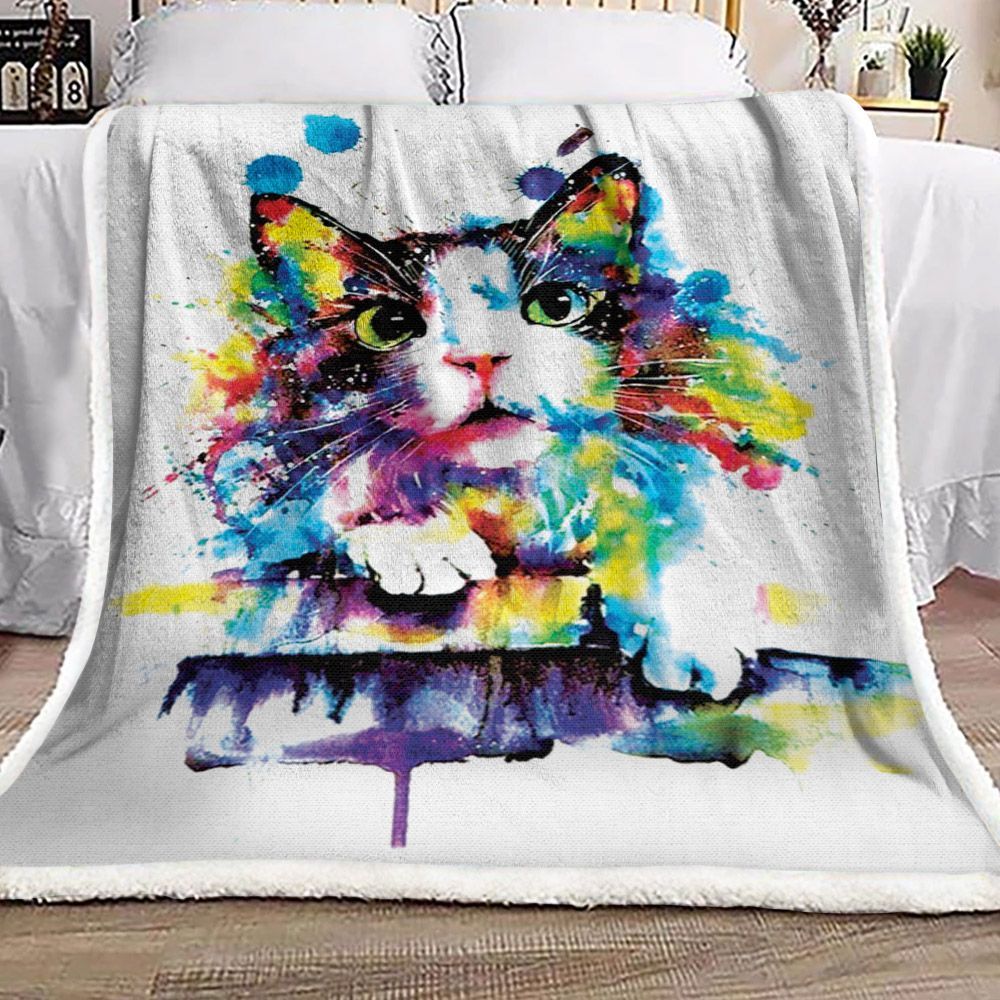 Cat Sherpa Fleece Blanket