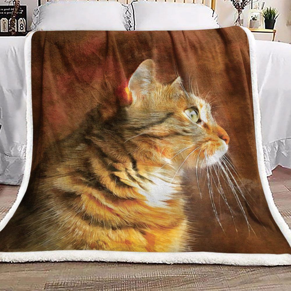 Cat Sherpa Fleece Blanket