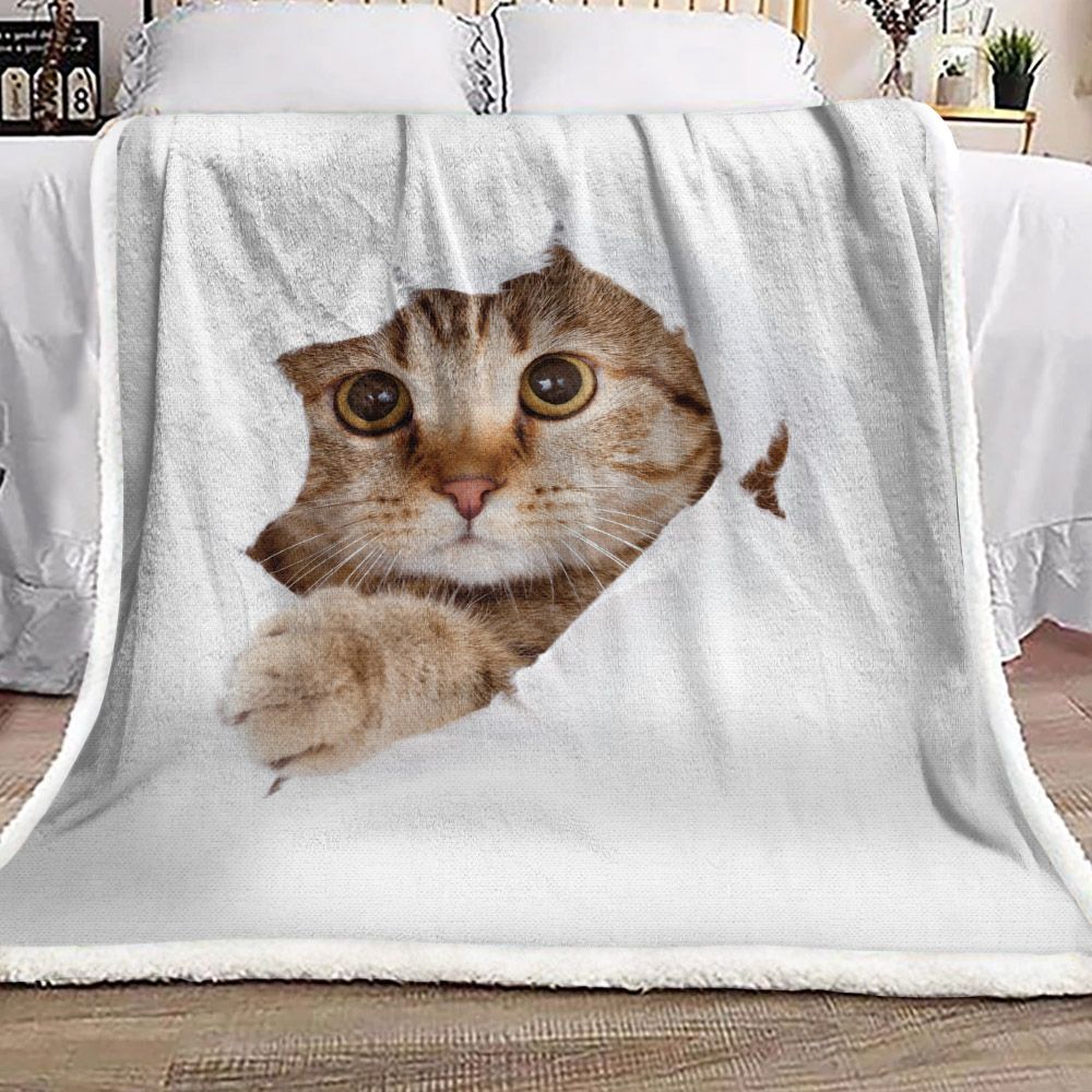 Cat Sherpa Fleece Blanket