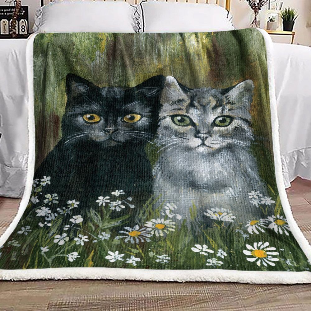 Cat Sherpa Fleece Blanket