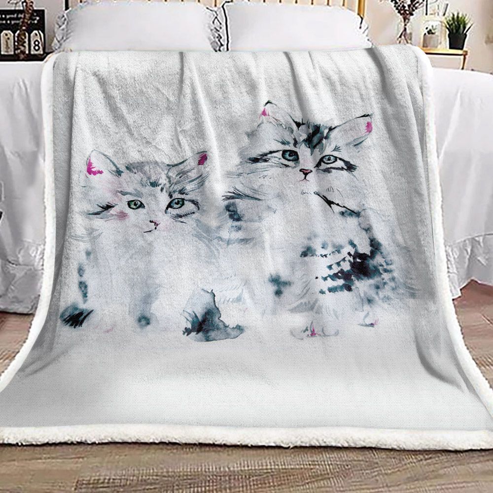 Cat Sherpa Fleece Blanket