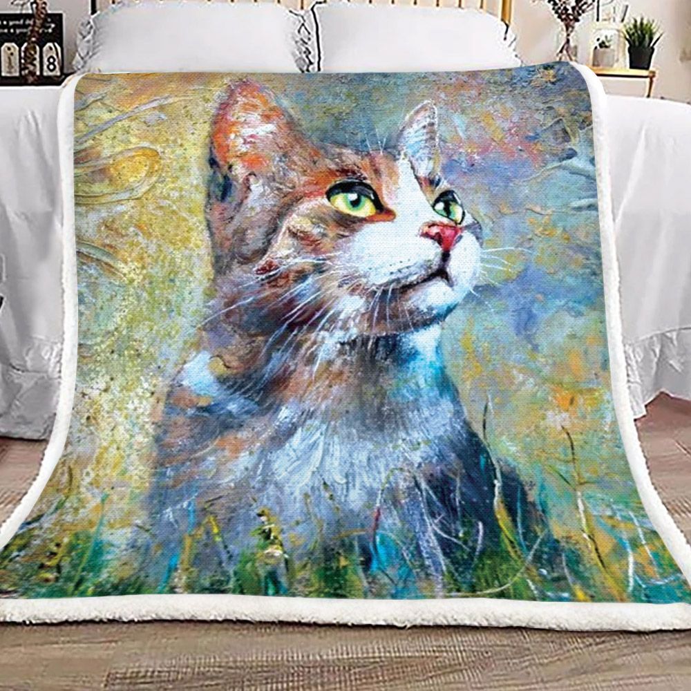 Cat Sherpa Fleece Blanket