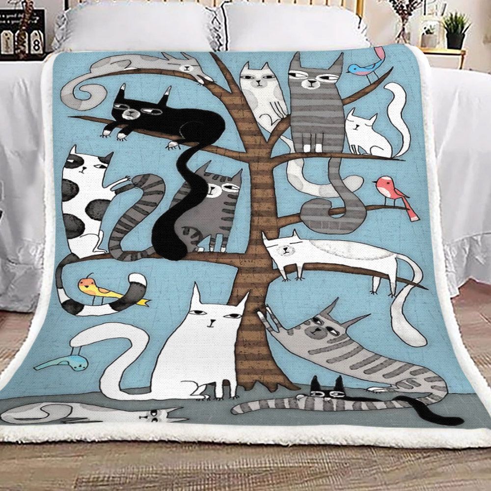 Cat Sherpa Fleece Blanket