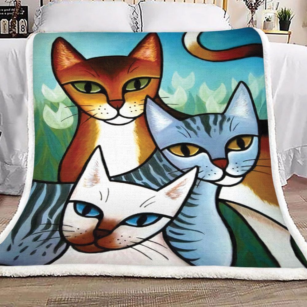 Cat Sherpa Fleece Blanket
