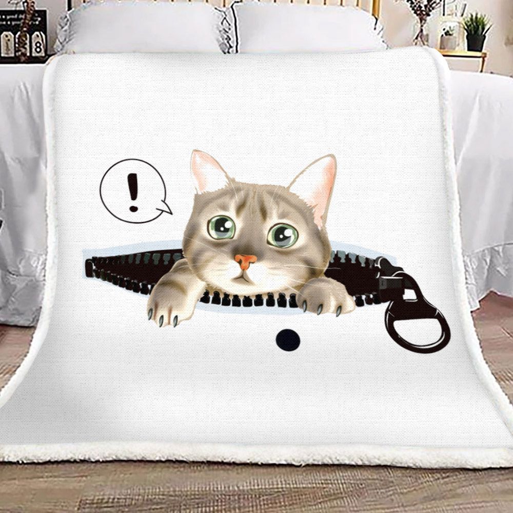 Cat Sherpa Fleece Blanket