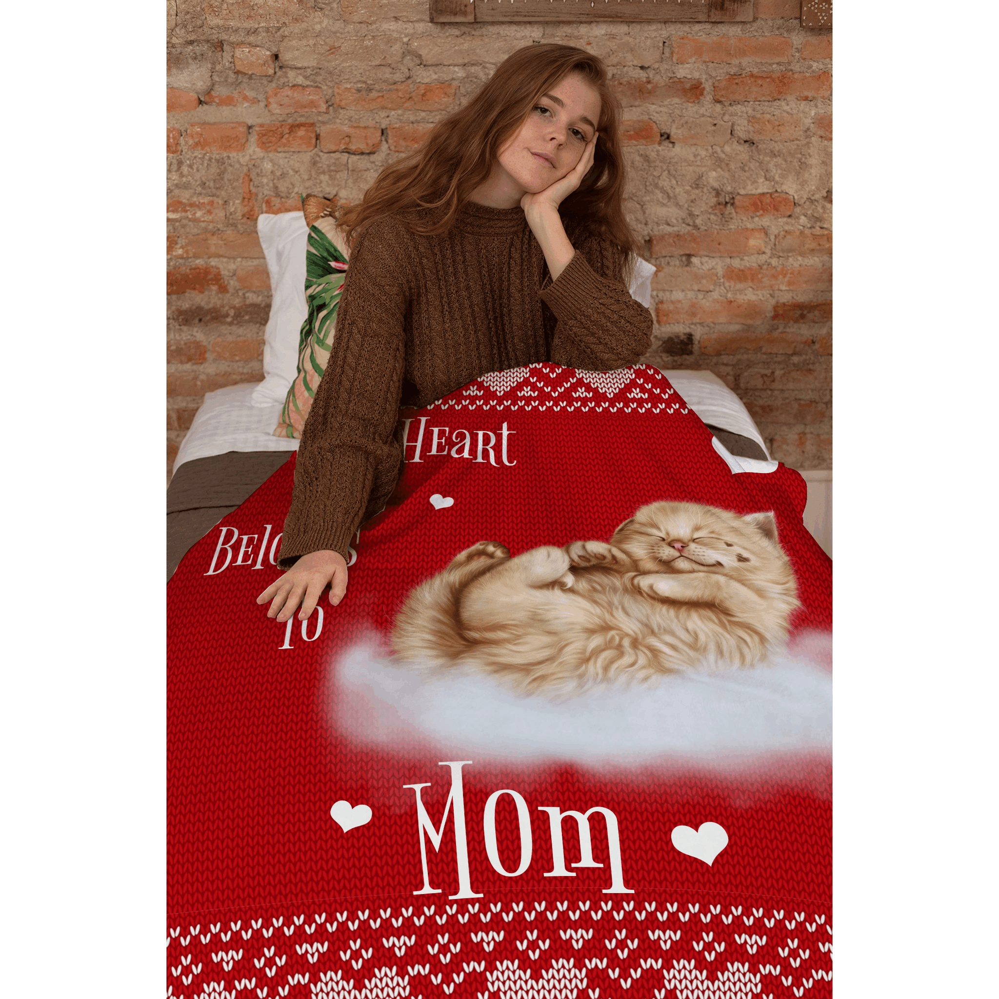 Cat Mom Christmas Sherpa Fleece Blanket
