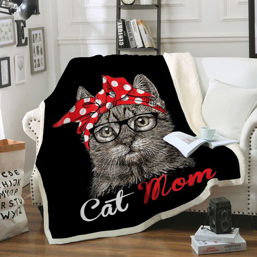Cat Mom Sherpa Fleece Blanket