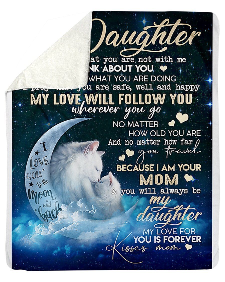 Cat Mom Gift To My Daughter Kisses Fleece Blanket