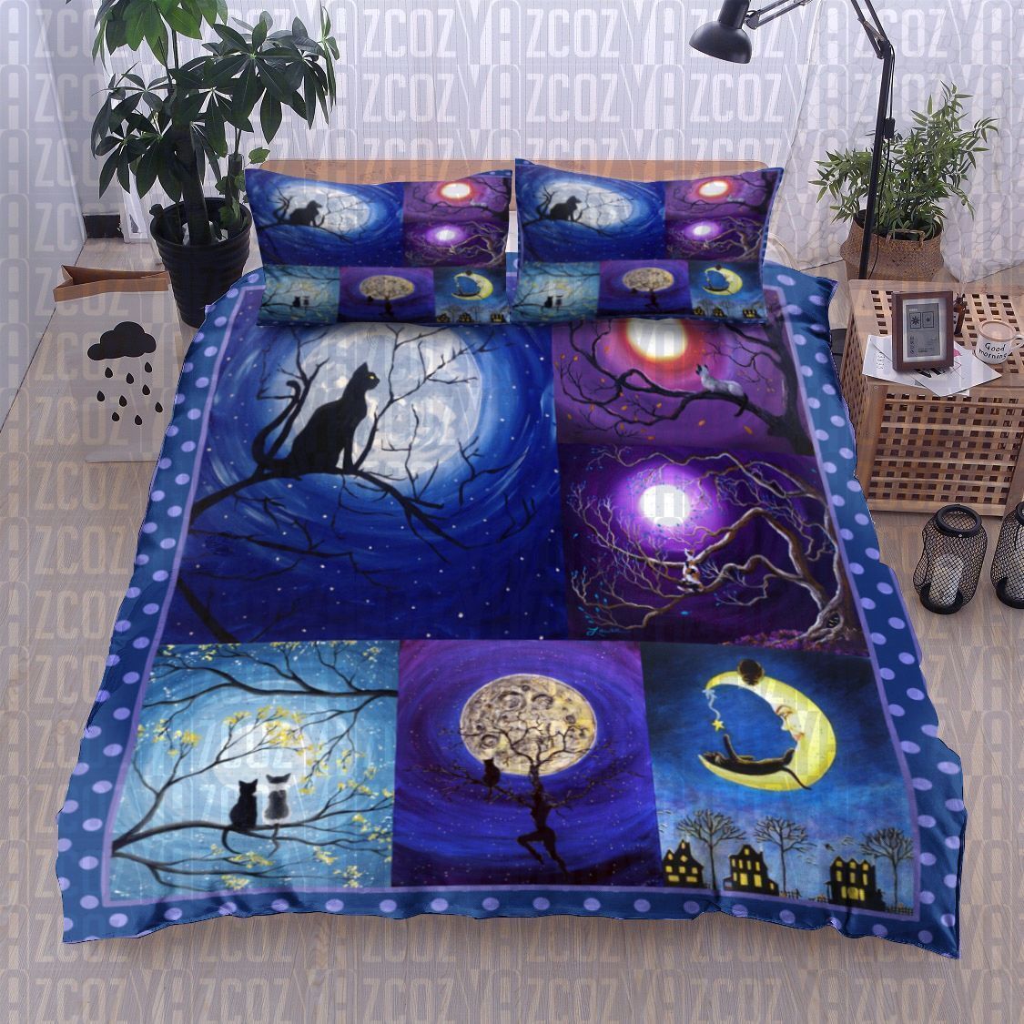 Cat Moon Bedding Set