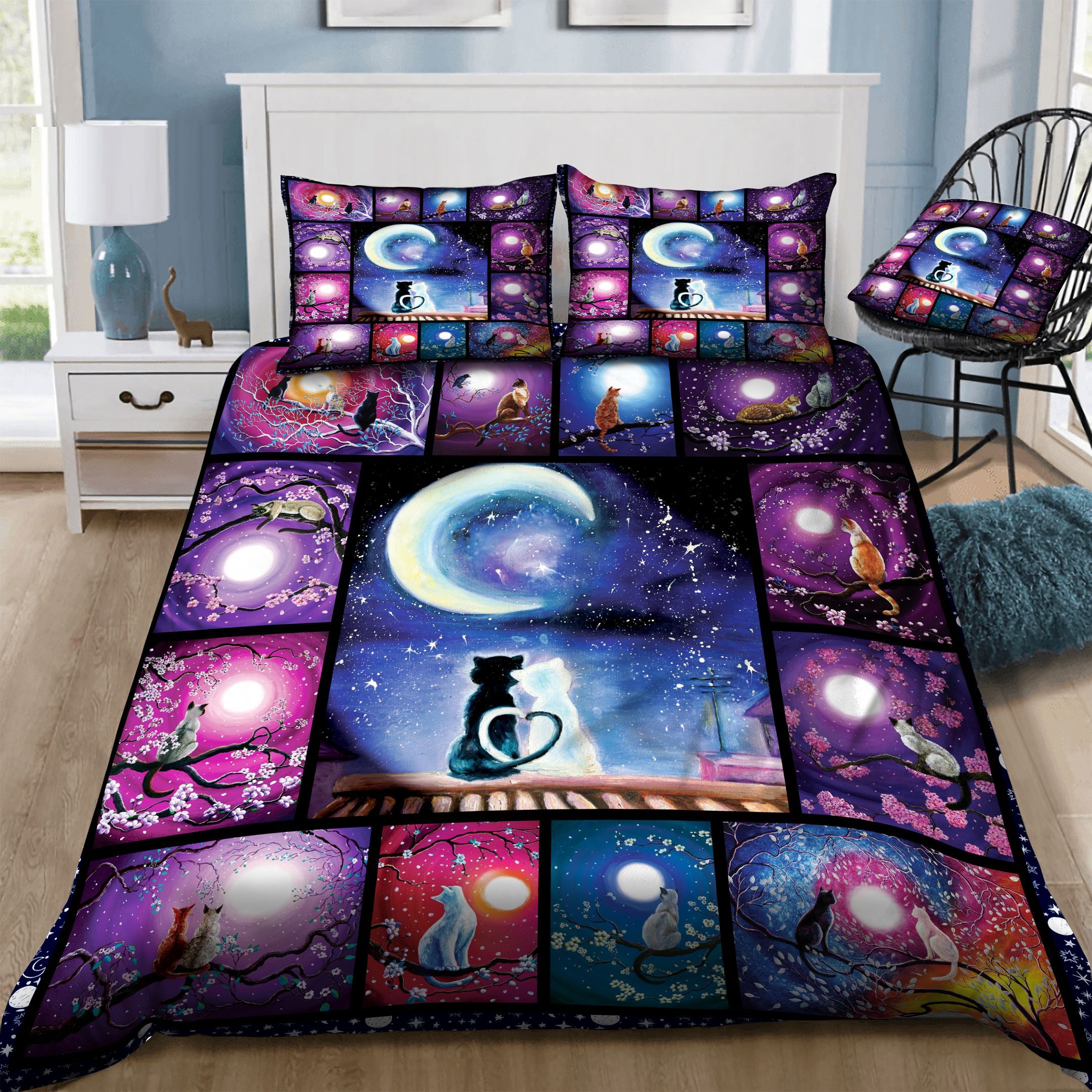 Cat Moon Night Bedding Set