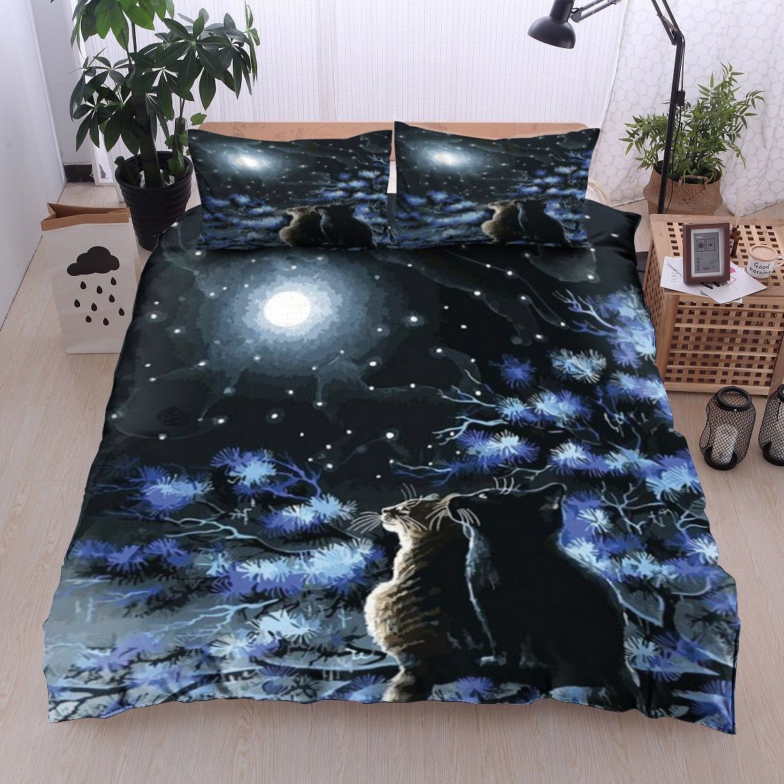 Cat Moon Night Bedding Set