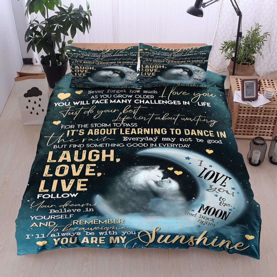 Cat Moon To My Daughter Love Mom Bedding Set