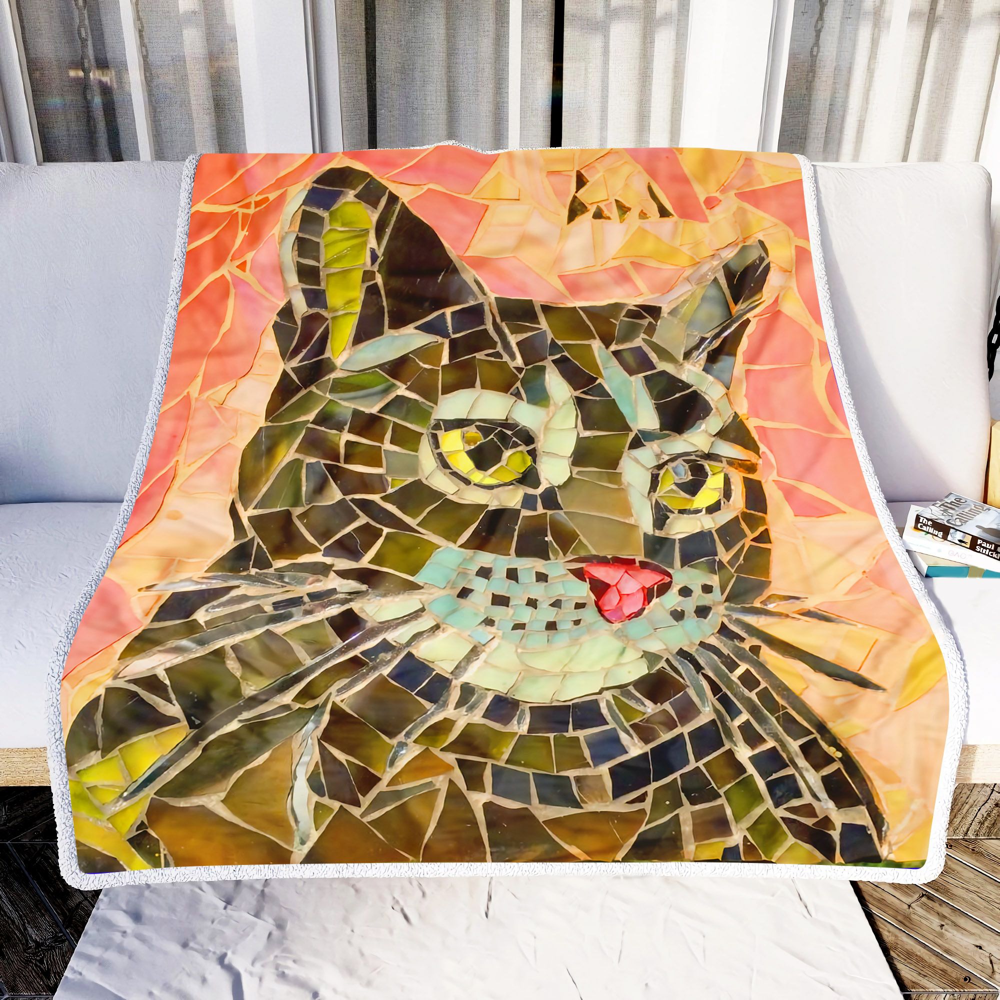 Cat Mosaic Art Fleece Blanket
