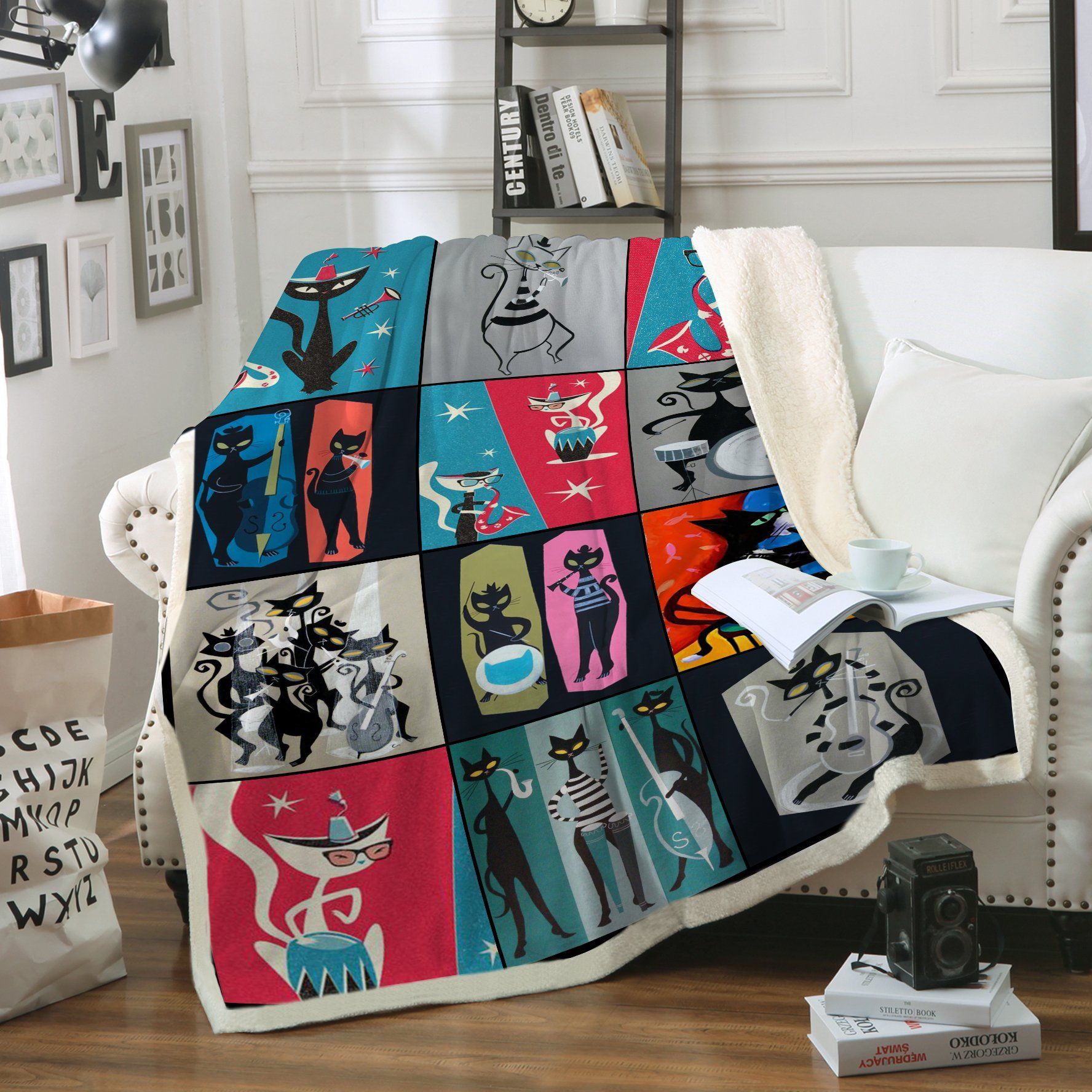 Cat Music Sherpa Fleece Blanket