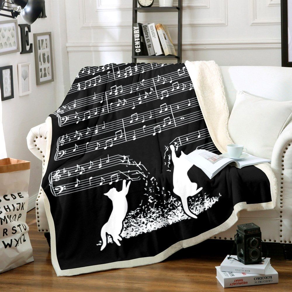 Cat Music Sherpa Fleece Blanket