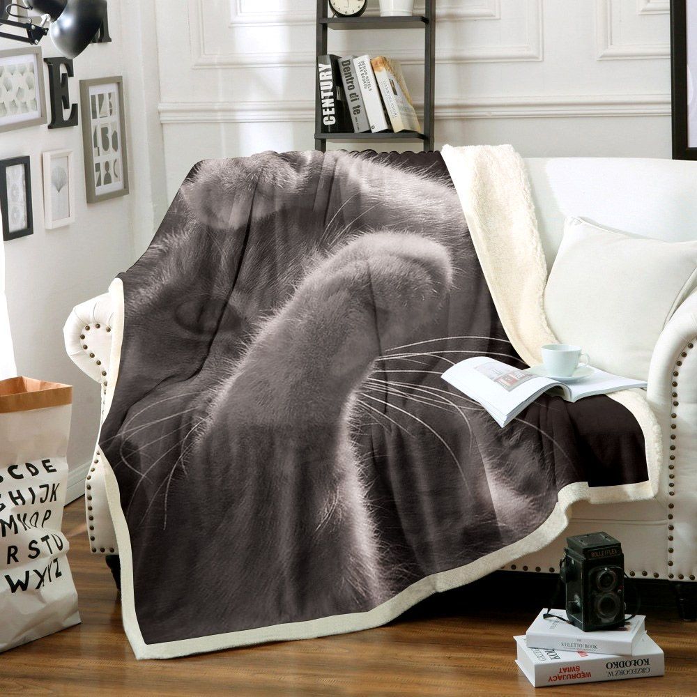 Cat Sherpa Fleece Blanket