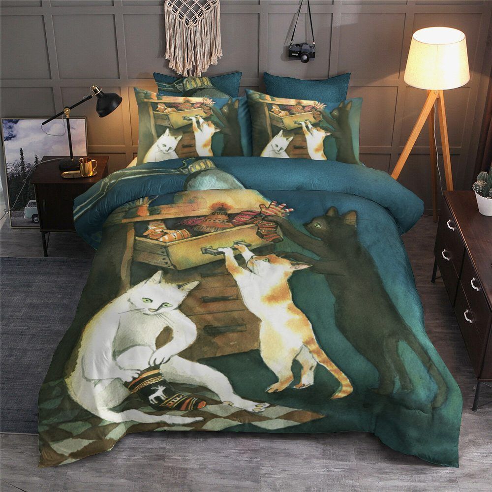 Cat Cotton Bed Sheets Spread Comforter Bedding Set