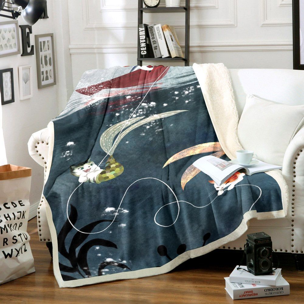 Cat Sherpa Fleece Blanket