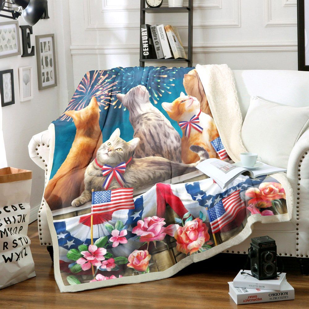Cat Sherpa Fleece Blanket