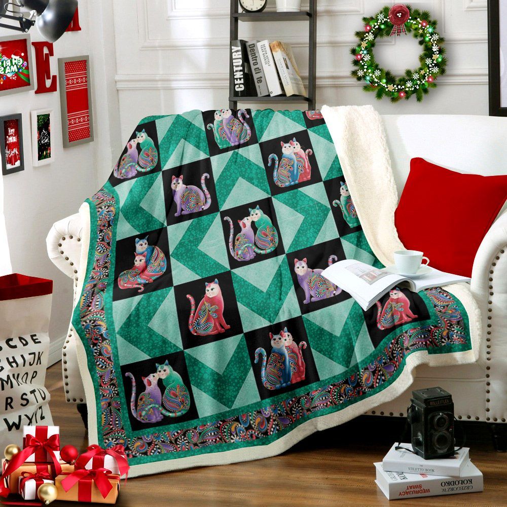 Cat Sherpa Fleece Blanket