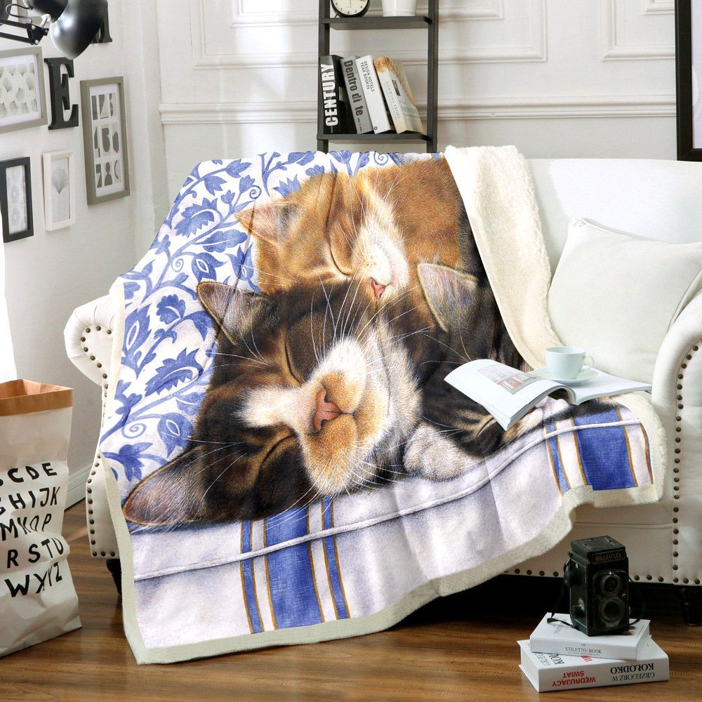 Cat Sherpa Fleece Blanket