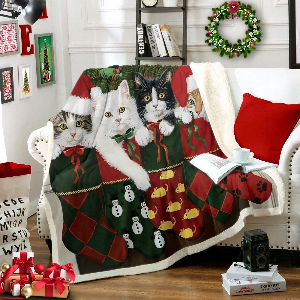 Cat Sherpa Fleece Blanket