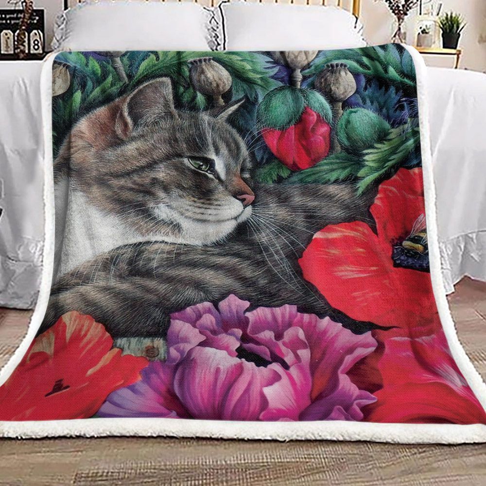 Cat Sherpa Fleece Blanket
