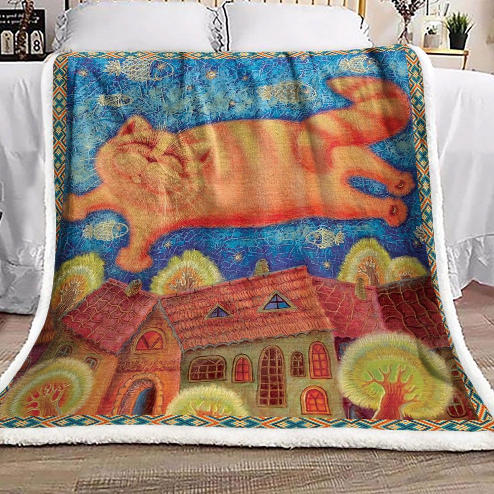 Cat Sherpa Fleece Blanket
