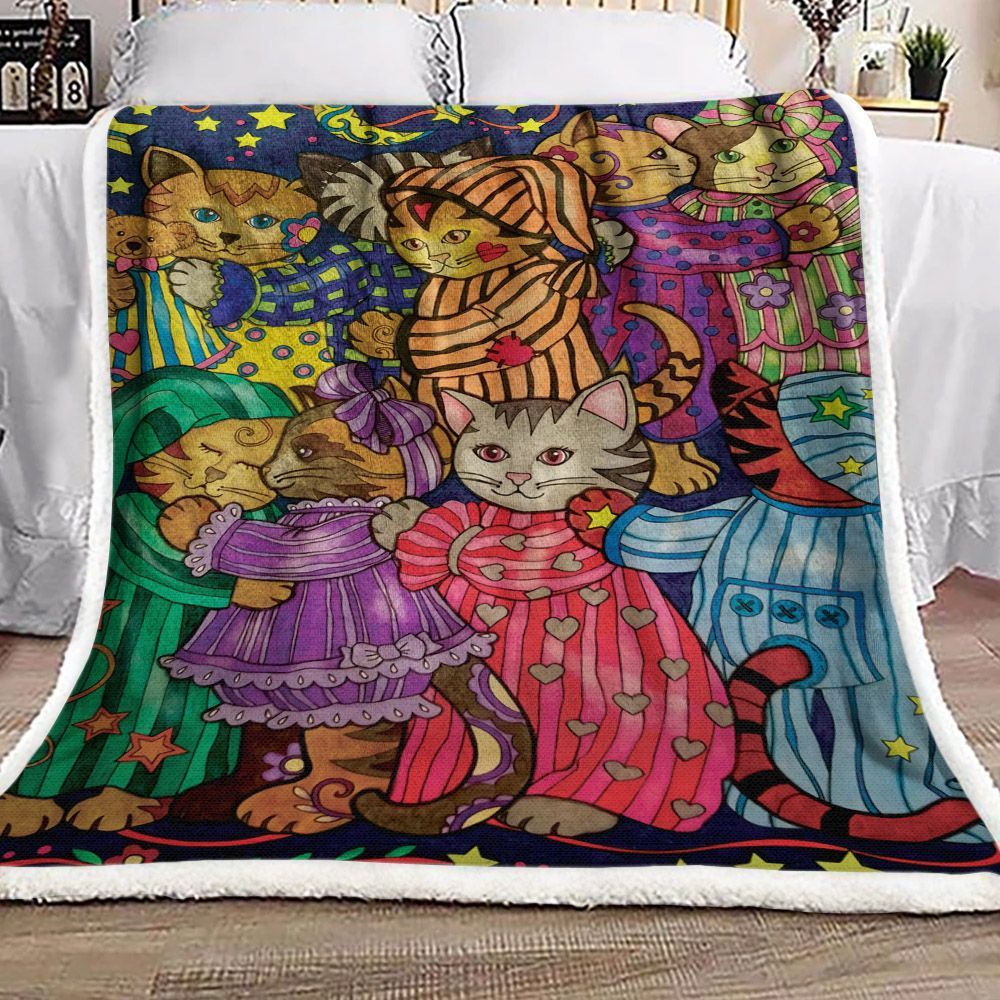 Cat Sherpa Fleece Blanket