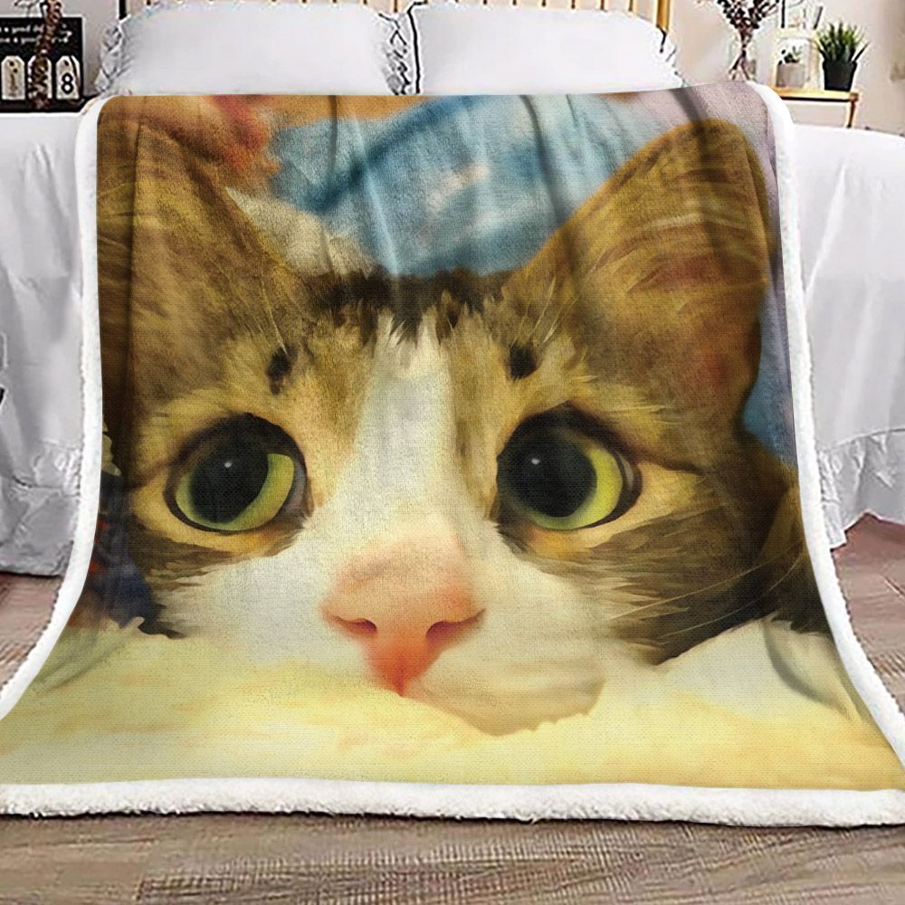 Cat Sherpa Fleece Blanket