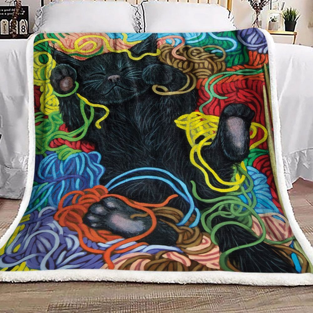 Cat Sherpa Fleece Blanket