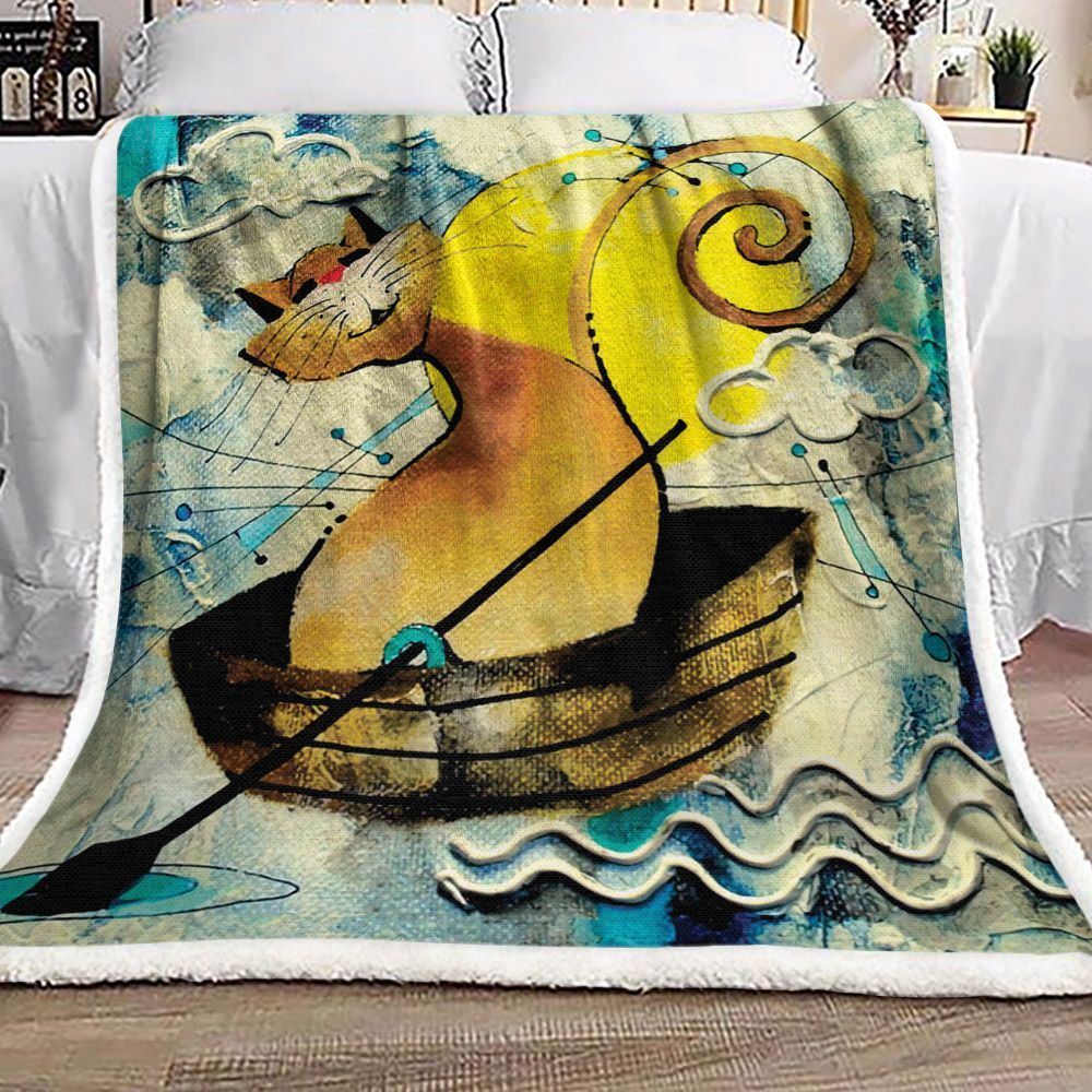 Cat Sherpa Fleece Blanket