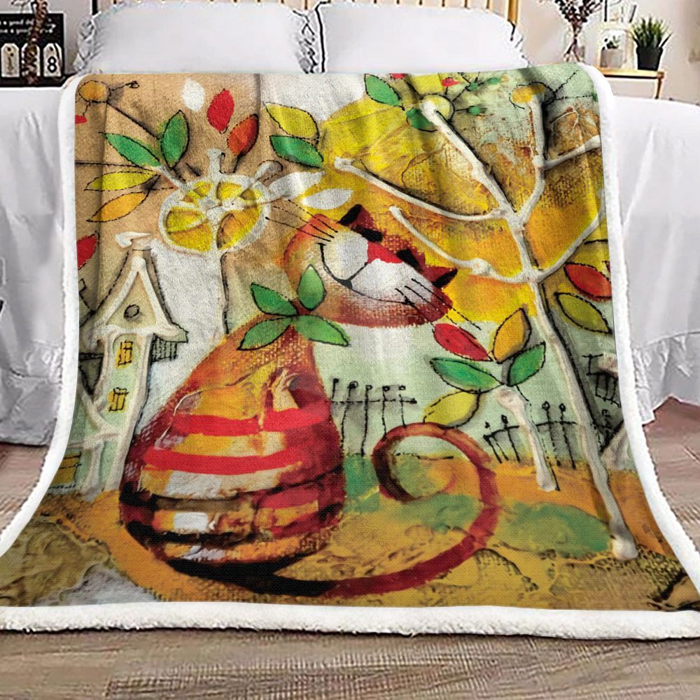 Cat Sherpa Fleece Blanket