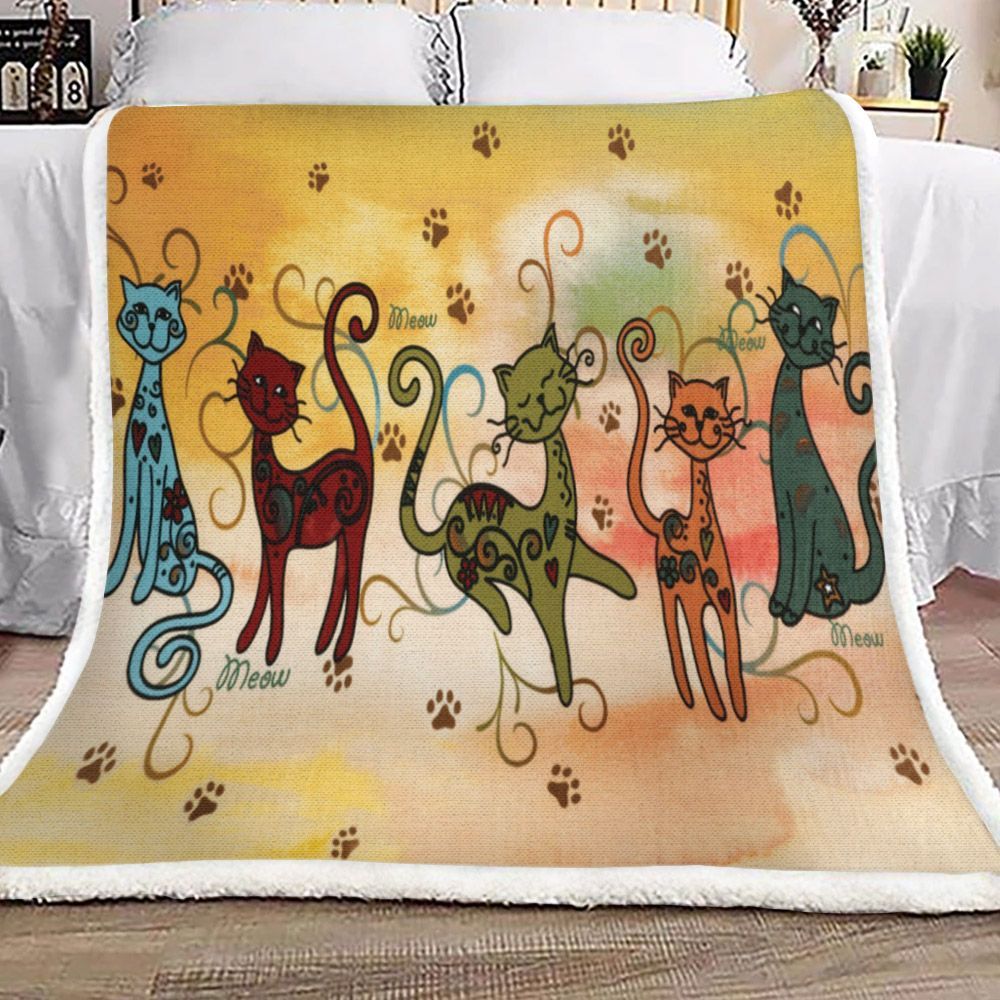 Cat Sherpa Fleece Blanket