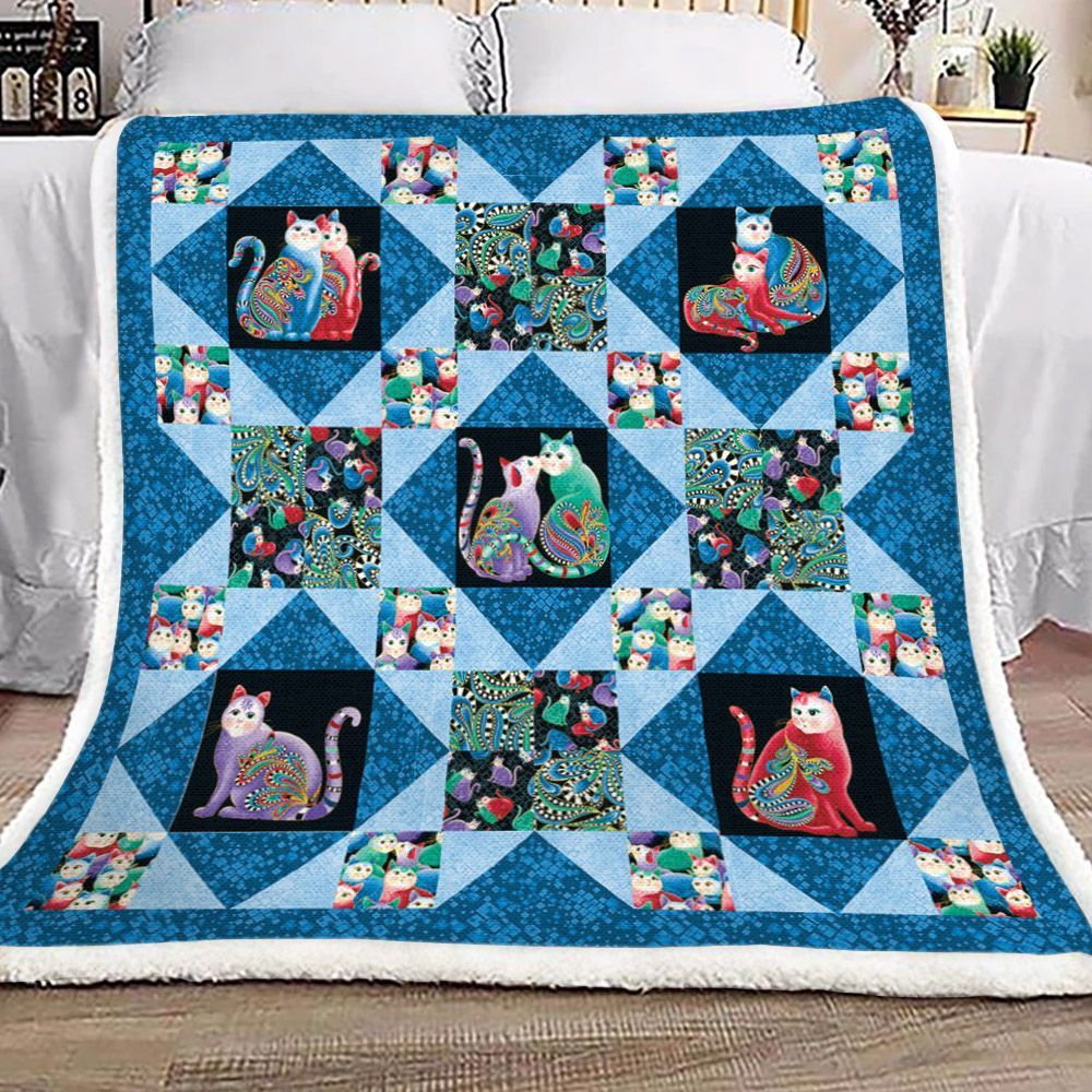 Cat Sherpa Fleece Blanket