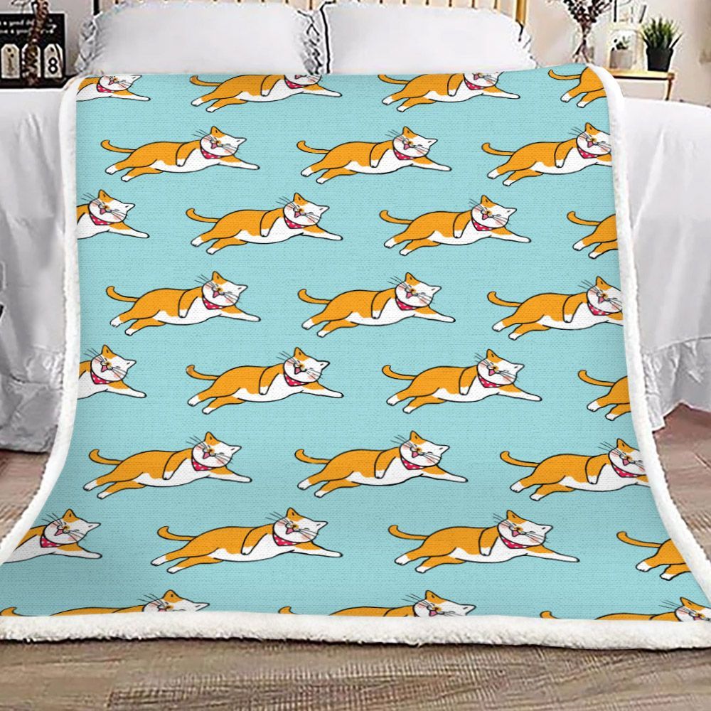 Cat Sherpa Fleece Blanket