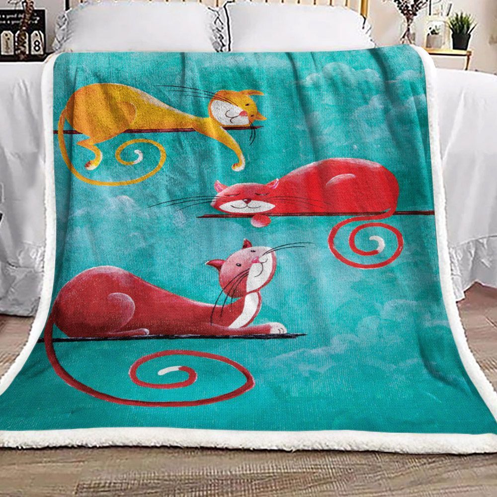 Cat Sherpa Fleece Blanket