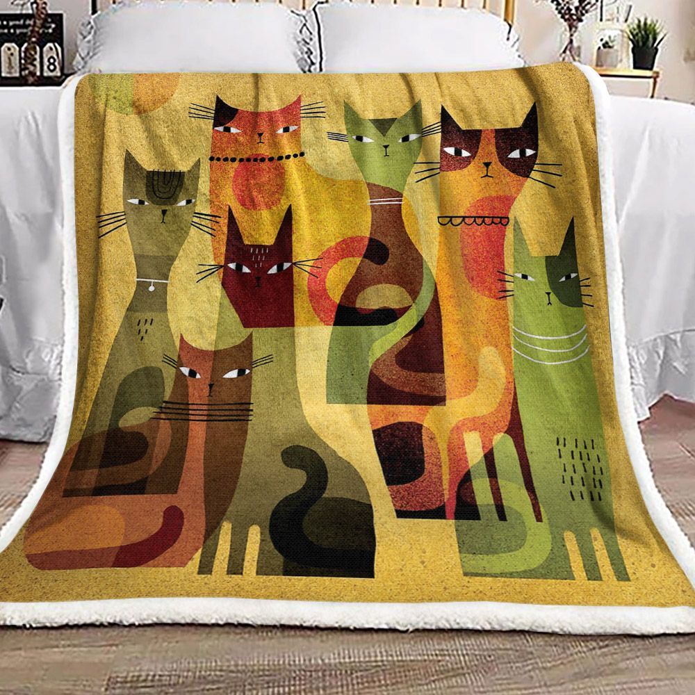 Cat Sherpa Fleece Blanket