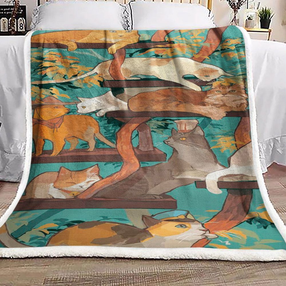 Cat Sherpa Fleece Blanket