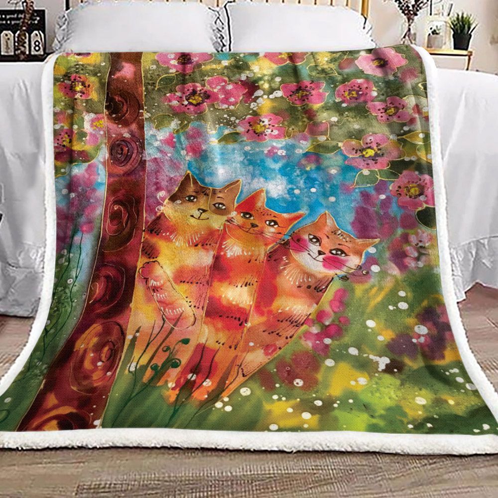 Cat Sherpa Fleece Blanket