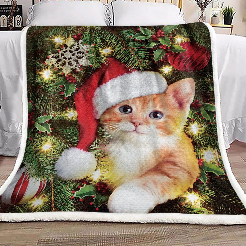 Cat Sherpa Fleece Blanket